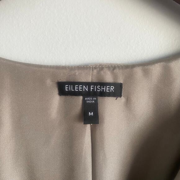 Eileen Fisher Ripple Bindu 100% Silk Textured Natural Beige Jacket Size Medium - Picture 3 of 6